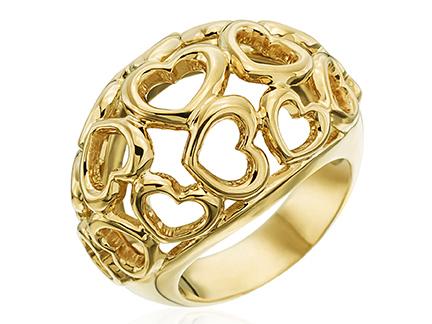 Gold Tiny Hearts Dome Ring
