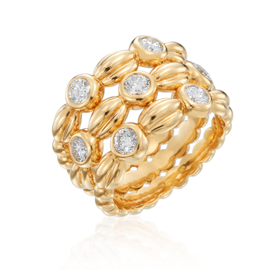 3 Row Diamond Nutmeg Ring