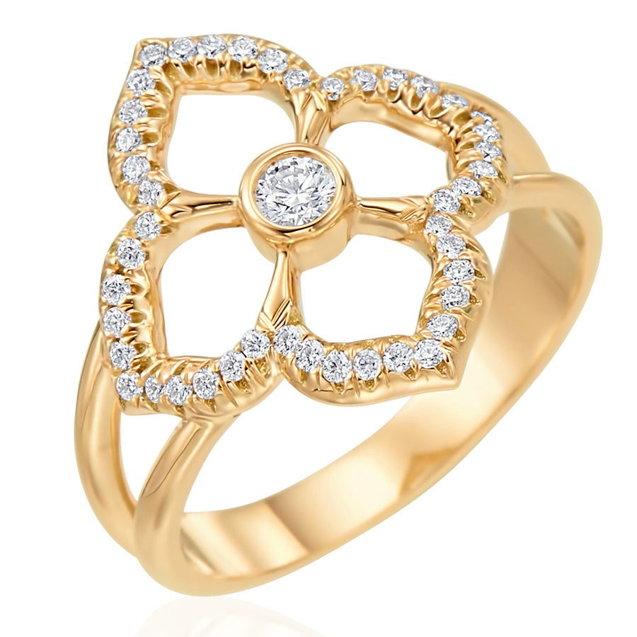 Gold & Diamond Pavé Lotus Fleur G Boutique  Ring