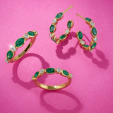 Emerald & Diamond Half-Way Ring