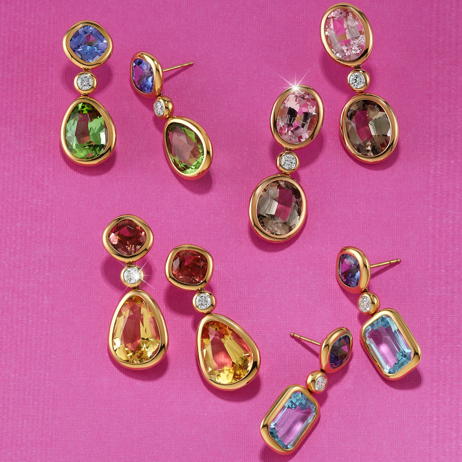 Pink & Brown Tourmaline Spectrum Earrings