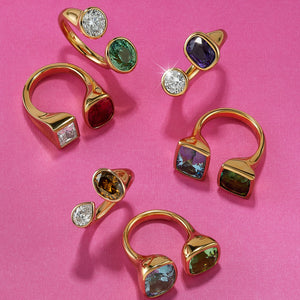 Diamond and Garnet Toi et Moi Spectrum Ring