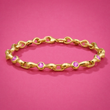 Pink Sapphire Bezel Gold Bracelet