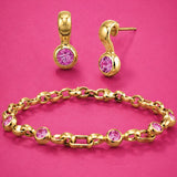 Pink Sapphire Bezel Gold Bracelet